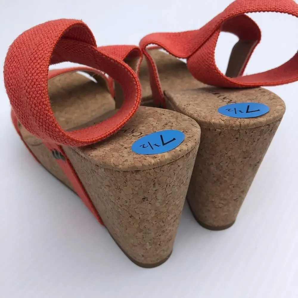 New! Lucky Brand Maxyne cork wedge sandal platform size 7.5 coral